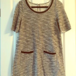 tweed shirtsleeve dress with faux leather trim!!